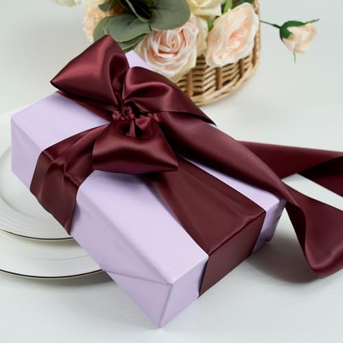 Burgundy Double-Faced Satin Ribbon, 3 Inch x 10 Yards - color: Burgundy