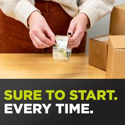 Scotch Sure Start Packing Tape, Clear, Quiet Unwind and Easy Start, 1.88 in. x 25 yd., 2 Tape Rolls - size: 2 Rolls