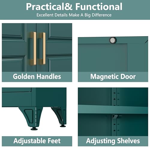 Polup 75" Metal Storage Cabinet, Kitchen Pantry Cabinet with 3 Drawers - color: Green, size: 75"H - 3 Drawers