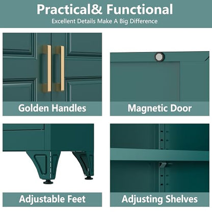 Polup 75" Metal Storage Cabinet, Kitchen Pantry Cabinet with 3 Drawers - color: Green, size: 75"H - 3 Drawers