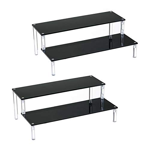 BYCY 2 Pack 2-Tier Black Acrylic Display Stand Display Shelf for Dessert Jewels Figurines, Cupcake Stand - 2 Pack ( 12" * 6.9" * 4.25" ) - color: Black, size: 2 Tier - 2 Pack