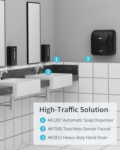 AIKE Heavy Duty Automatic Soap Dispenser,33.8oz for Bathroom,Matteblack - color: Matteblack Stainless Steel