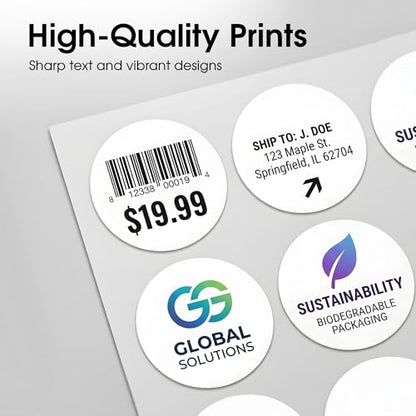 1.5" Circle Labels for Laser & Inkjet, Spartan Industrial Template C003 - size: 1.5" Circle