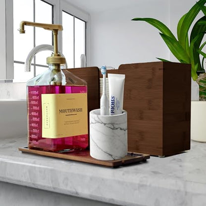 eBun Bamboo Paper Towel Dispenser with Removable Wooden Lid Tray, Brown - color: Brown