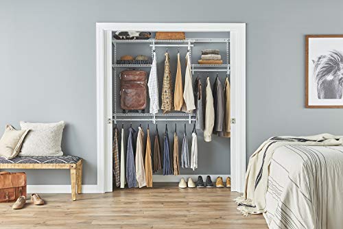 ClosetMaid ShelfTrack Wire Closet Organizer System, Adjustable from 4 to 6 Ft., With Shelves, Clothes Rods, Hardware, Durable Steel, White - color: White, size: 4 ft to 6 ft