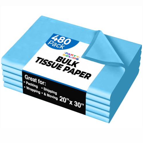 Party Solids Light Blue Tissue Paper for Gift Bags 20" X 30" 480 Sheets - color: Light Blue, size: 20" X 30"