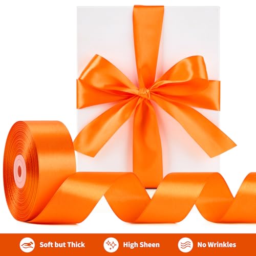 Mauproy Orange Satin Ribbon, 1-1/2 Inch, 50 Yards - color: Orange