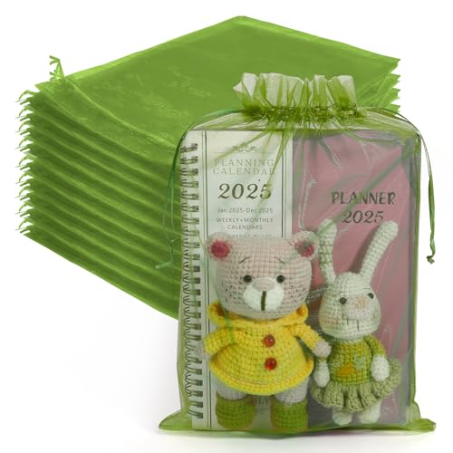 Organza Bags,100 PCS Army Green Sheer Mesh Bags Drawstring 8x12 Inch, Large Wedding Gift Party Favor Bag, Mesh Gift Candy Goodie Jewelry Fruit Protection Bag for Bathroom Soaps Christmas Birthday - color: army green-100pcs