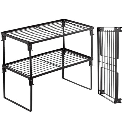 Tomorotec 2-Pack Stackable Kitchen Storage Shelf Rack Metal Cabinet Shelves