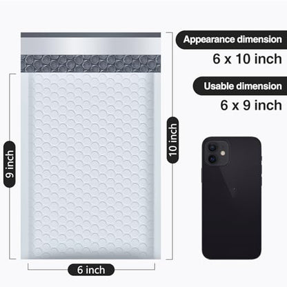 UCGOU Bubble Mailers 6x10" White Usable Size 6x9" Padded Envelopes 50 Pack - color: White, size: 6x10" 50PC