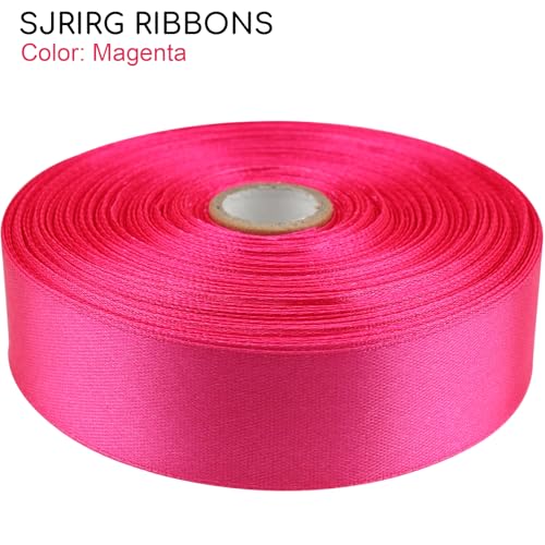 1 Inch Magenta Satin Ribbon 50 Yards Single Face Polyester - color: Magenta, size: 1 inch