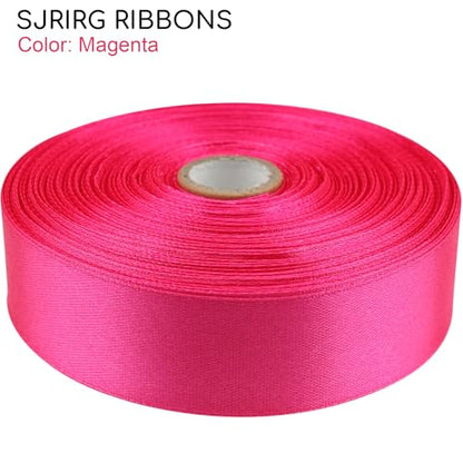 1 Inch Magenta Satin Ribbon 50 Yards Single Face Polyester - color: Magenta, size: 1 inch