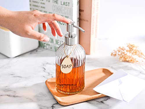 Thick Glass Soap Dispenser with Silicone Pad – Premium Quality – Dish Soap Dispenser, Hand Soap Dispenser – Rust Proof Stainless Steel Pump – Ideal for Kitchen Dish Soap, Bathroom Soap - color: Stainless Steel White Pump