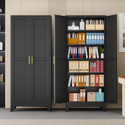 pozdeg 75" Black Steel Tall Garage Storage Cabinet - color: Black, size: 15.74"D x 31.5"W x 75"H