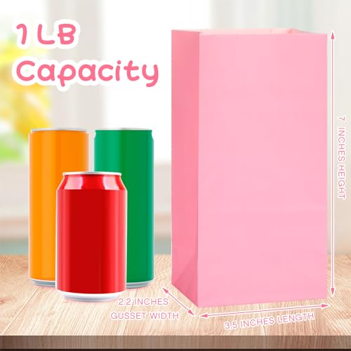 Containlol 200 Pcs Small Paper Lunch Bags 6.7 X 3.54 X 2.36, Pink - color: Pink, size: 6.7 x 3.54 x 2.36