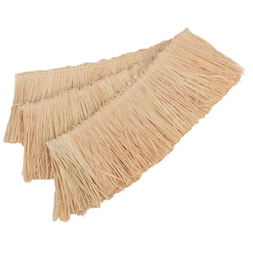 Natural Raffia Grass Fringe Tassel Trim 1m Decorative Plant Fiber Craft Accessories Handmade Weaving Decoration Rustic Raffia Straw DIY Home Decor Curtain Border Hanging Ornaments