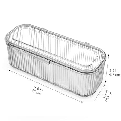 JessLab Makeup Brush Holder Organizer, Clear Makeup Sponges Organizer,Cosmetic Storage Case with Lid Display Case for Vanity, 1 Compartment (3 Pack) - style: 3 Pack