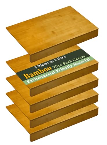 Bamboo Wire Shelf Covers for Wire Shelving,Heavy Duty Wire Rack Covers for Pantry Kitchen Closet Organizer（5pcs,24" W X 16" D - size: 24" W x 16" D
