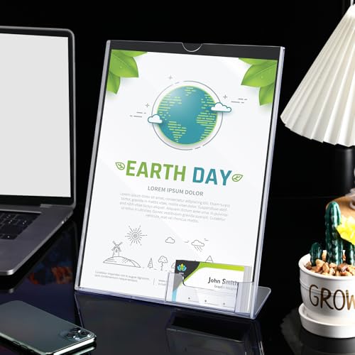 Geyee 3 Pcs 8.5 x 11 Acrylic Sign Holder with Business Card Holder