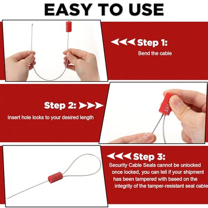 Nuogo 200 Pcs Red Steel Security Cable Seals - color: Red