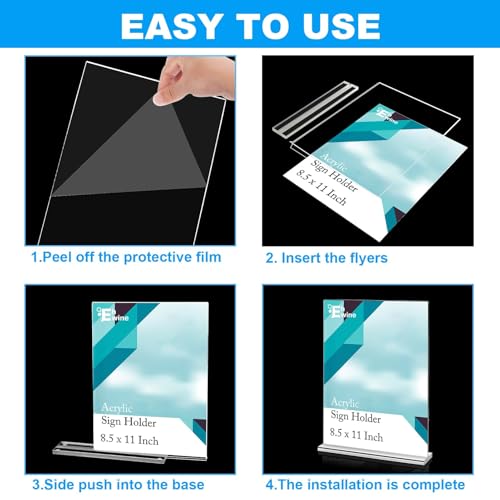 EHWINE Acrylic Sign Holder 8.5 x 11, 18 Pack Double-Sided Stand up Table Top Sign Holders, Clear Acrylic Picture Frame Menu Flyer Paper Holder Display Stand for Office Business Store Wedding Party - size: 18 Pack 8.5x11 Inch