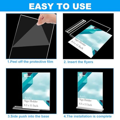 EHWINE Acrylic Sign Holder 8.5 x 11, 18 Pack Double-Sided Stand up Table Top Sign Holders, Clear Acrylic Picture Frame Menu Flyer Paper Holder Display Stand for Office Business Store Wedding Party - size: 18 Pack 8.5x11 Inch