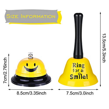 Hotop 2 Pieces Ring Service Call Bell, Yellow Smile Metal Bell
