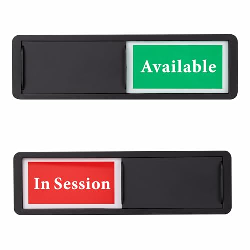 In Session or Available Door Sign, Sliding Privacy Indicator Signs - color: Black In Session Available