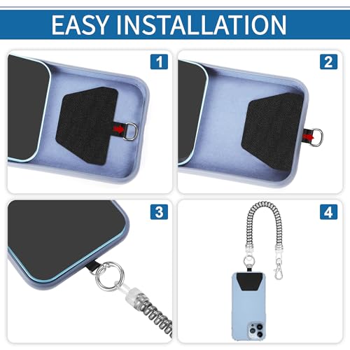 Doormoon Phone Tether Anti Theft, Phone Lanyard With Heavy Duty Carabiner - color: Silver