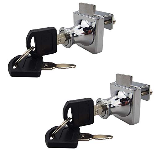 2 Pack Single Swing Glass Cabinet Showcase Door Lock Chrome Plated Display Glass Cabinet Lock Separate Keys, Model 407 - size: Single door