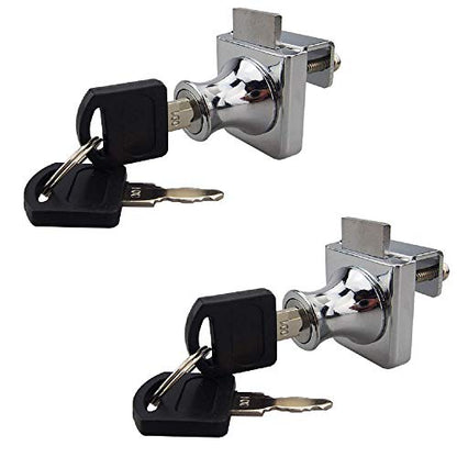2 Pack Single Swing Glass Cabinet Showcase Door Lock Chrome Plated Display Glass Cabinet Lock Separate Keys, Model 407 - size: Single door