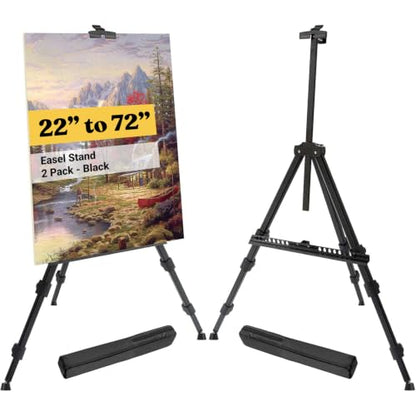 Portable Artist Easel Stand for Painting - Adjustable Height Painting Easel with Bag - Tabletop Art Easel for Painting Canvas Stand, Poster Stand & Wedding Signs Stand - Metal Tripod - 17x66 inches - style: 72"-2 pack