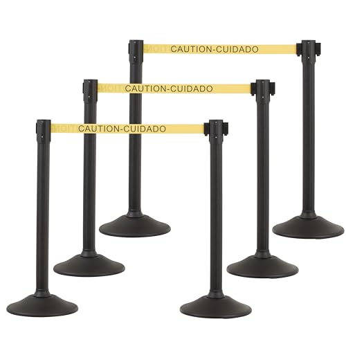 US Weight Sentry Stanchion – 6.5' Retractable Caution Belt (6-Pack) - color: Caution