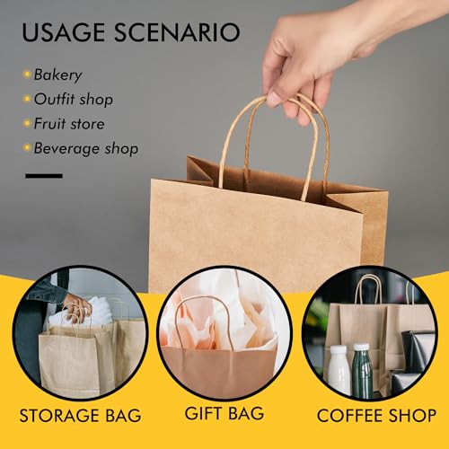 RACETOP Brown Gift Paper Bags 25 Pack 8x4.5x10.8 in with Handles - color: Brown 8x4.5x10.8, size: 1 Count (Pack of 25)
