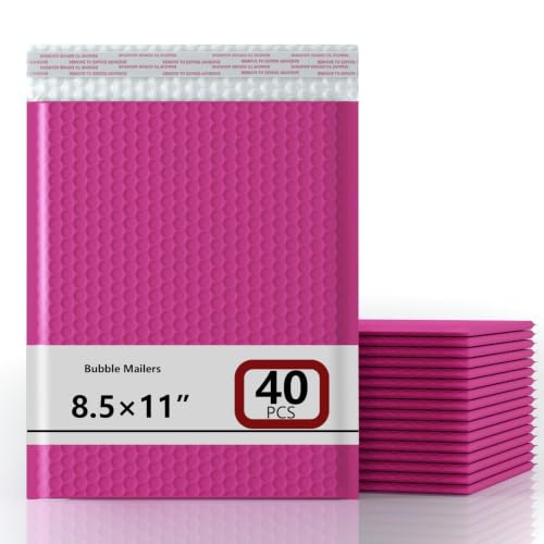 8.5x11 Inch Bubble Mailer 40 Pack, Waterproof Padded Envelopes with Strong Self-Seal Adhesive, Cushioning Shipping Bags with Bright Color for Small Business - Rose Red - color: Rose Red