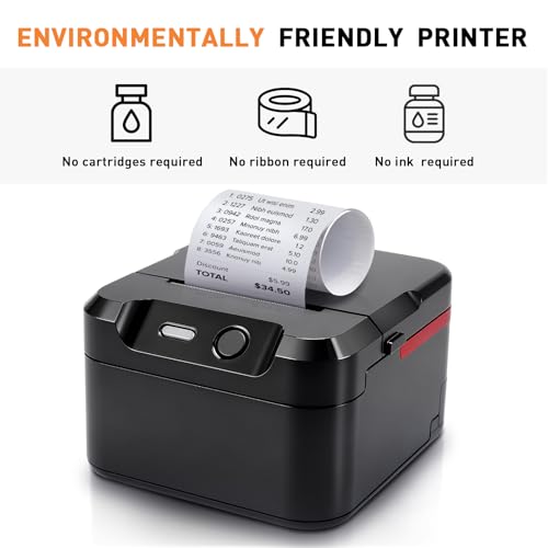 POS Printer, 58mm USB Thermal Receipt Printer, Restaurant Kitchen Printer with Cutting Support Cash Drawer USB Serial Interface for Windows/Mac/Linux