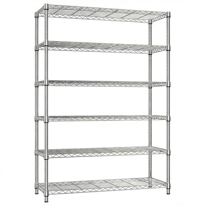 6-Tier NSF Certified Heavy Duty Wire Shelving Unit, 2100 LBS Capacity, Chrome Steel, Adjustable Feet & Shelves, 47.3" W x 17.7" D x 82.4" H - color: Chrome/Silver