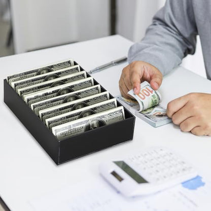 Hipiwe Cash Storage Tray Money Organizer with Removable Dividers, 8 Slots