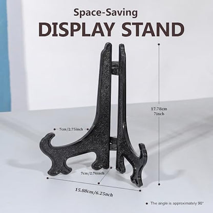 Artliving 7 Inch Black 12pcs/Set Plastic Easels Plate Display Stands Picture Frame Stand Holder - color: Black, size: 7 inch (12 pack)
