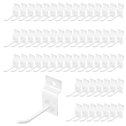 60Pcs 4 Inches Slatwall Hooks Assortment Set, Heavy Duty Metal Panel Display Slat Wall Hooks, Pegboard Gridwall Display Hangers for Garage Shop Retail Exhibition Organization (White) - color: White, size: 4 Inches
