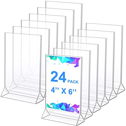 Yulejo 24 Pack Acrylic Sign Holder, Clear Plastic Table Display, 4 x 6In - size: 4 x 6 Inches