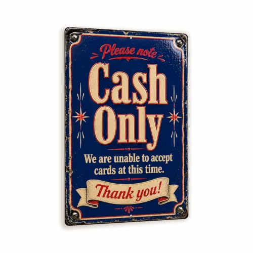 Cash Only Vintage Enamel Business Sign - style: Cash Only
