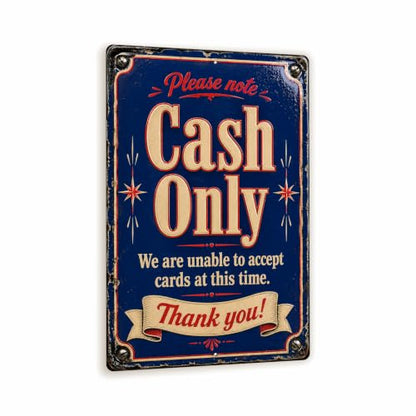 Cash Only Vintage Enamel Business Sign - style: Cash Only