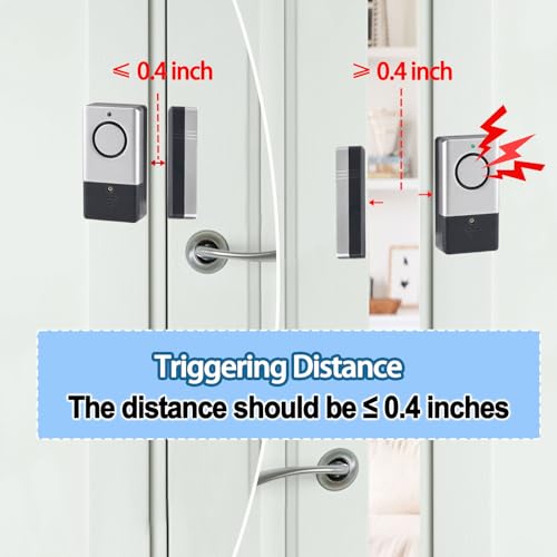 Window Door Alarm for Kids Personal Home Security Alarms with Chime for House, RV, Office, Business Safe - color: ‎silver gray