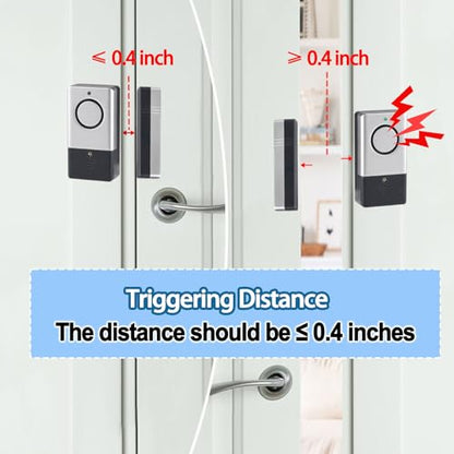 Window Door Alarm for Kids Personal Home Security Alarms with Chime for House, RV, Office, Business Safe - color: ‎silver gray