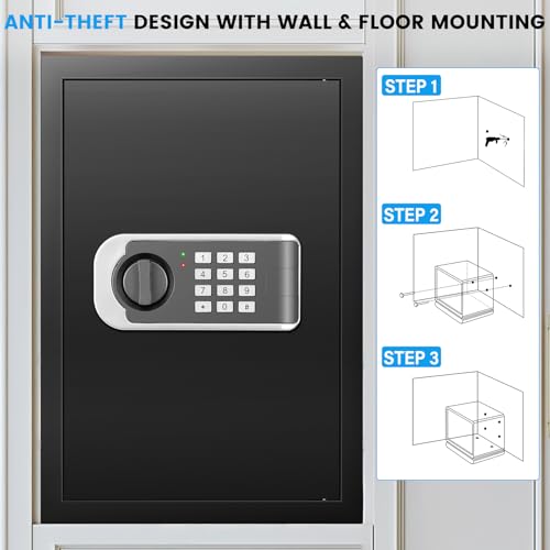 [19.7" Tall] Safe Box, 3.5 Cuft Home Safes with Fireproof Waterproof Bag - size: 3.5 Cuft