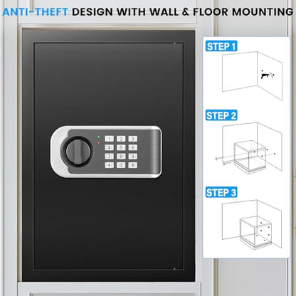 [19.7" Tall] Safe Box, 3.5 Cuft Home Safes with Fireproof Waterproof Bag - size: 3.5 Cuft
