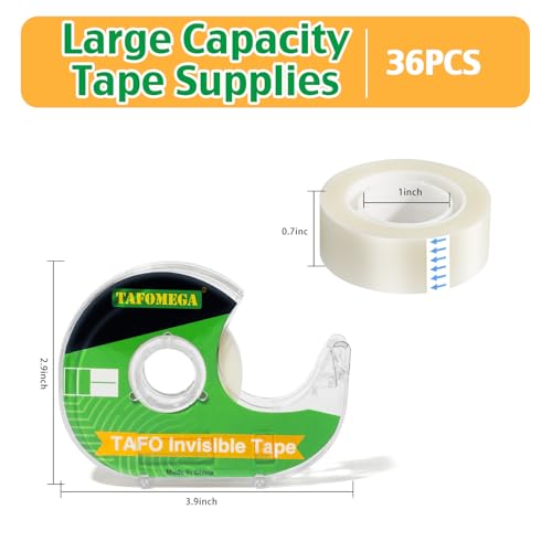 Invisible Clear Tape Bulk Rolls,36 Packs Gift Wrapping Tape with Dispenser - size: Invisible Tape,36 Pack