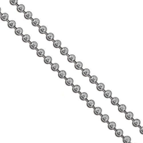 Stainless Steel Military Ball Bead Chain 2mm 3mm 4mm 6mm Dog Tag Link Pallini Necklace - size: Length 22 Inches, style: 2.3mm