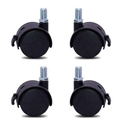 Furniture Replacement Casters,4 Pcs M8 Swivel Stem Casters with Locking Brake, 5/16 Inch Stem Diameter